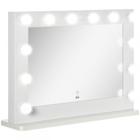 Sminkspegel 80×60 cm Hollywood-stil – 12 LED, Dimbar Med Minnesfunk...
