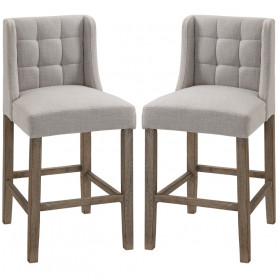 Barstol 2-Pack Vadderad Grå / Brun Sitshöjd 67 cm