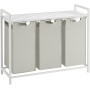 Tvättkorg Ställ 3 Fack 3 x 38 L - 92.5 x 33 x 72 cm vit