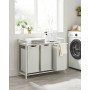 Tvättkorg Ställ 3 Fack 3 x 38 L - 92.5 x 33 x 72 cm vit