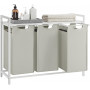 Tvättkorg Ställ 3 Fack 3 x 38 L - 92.5 x 33 x 72 cm vit