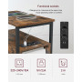 Sidobord, Sängbord med Inbyggd Eluttag, USB-laddare, 2 Lådor