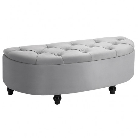 Sittbänk Vintage Med Förvaring Sammet Grå 120 x 46 x 42 cm