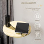 Golvlampa med Bord, Inbyggd USB-laddare Svart/Ek H 170 cm
