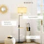 Golvlampa med Bord, Inbyggd USB-laddare Svart/Ek H 170 cm
