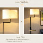 Golvlampa med Bord, Inbyggd USB-laddare Svart/Ek H 170 cm