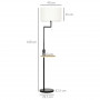 Golvlampa med Bord, Inbyggd USB-laddare Svart/Ek H 170 cm