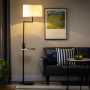 Golvlampa med Bord, Inbyggd USB-laddare Svart/Ek H 170 cm