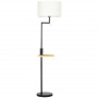 Golvlampa med Bord, Inbyggd USB-laddare Svart/Ek H 170 cm