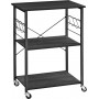 Rullbar Köksö / Köksvagn - 3 hyllor 60x40x89 cm Svart
