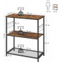 Köksö 3 Öppna Hyllor, 6 Krokar 80 x 40 x 90 cm Vintage Brun-svart