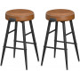 x2 Barstolar Retro Brun Läder "EKHO" Sitthöjd 63 cm