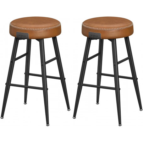 x2 Barstolar Retro Brun Läder "EKHO" Sitthöjd 63 cm
