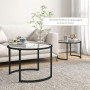 Satsbord - Soffbord set om 2 st Glas och Metall Svart