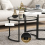 Satsbord - Soffbord set om 2 st Glas och Metall Svart