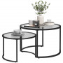 Satsbord - Soffbord set om 2 st Glas och Metall Svart