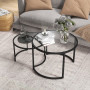 Satsbord - Soffbord set om 2 st Glas och Metall Svart