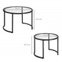 Satsbord - Soffbord set om 2 st Glas och Metall Svart