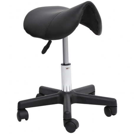 Arbetspall Ergonomisk Höjdjusterbar Läder Svart