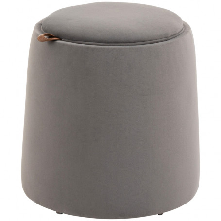 2-in-1 Fotpall / Sidobord med Förvaring Sammet Ljusgrå Ø 44 cm