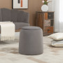 2-in-1 Fotpall / Sidobord med Förvaring Sammet Ljusgrå Ø 44 cm