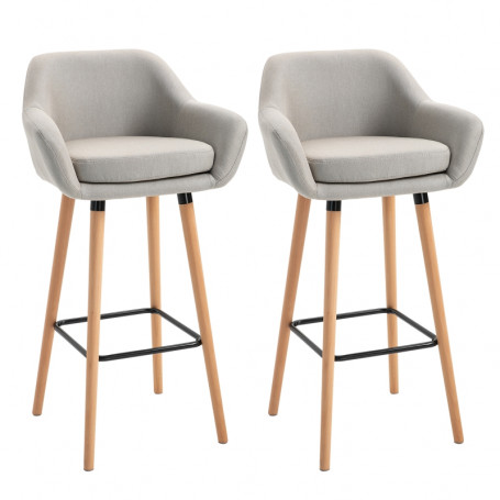 Set med 2 barstolar Beige/Natur