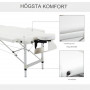 Hopfällbar Massagebänk Justerbart Ryggstöd Vit