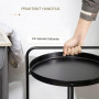 2-in-1 Sidobord med Bricka Industriell Svart/Natur