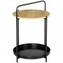 2-in-1 Sidobord med Bricka Industriell Svart/Natur