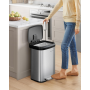 Papperskorg 50L Pedalhink Rostfritt Stål med Lock Silver och Svart