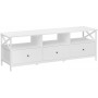 TV Bänk med 3 Lådor 147 x 40 x 50 cm för TV upp till 65 tum - Vit