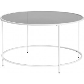Runt Soffbord 84×45,5 cm härdat glas & metall svart vit justerbara ...