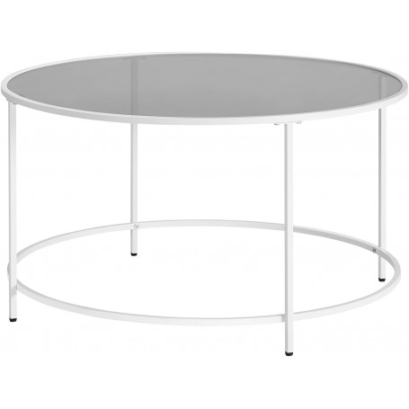 Runt Soffbord 84×45,5 cm härdat glas & metall svart vit justerbara ...