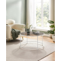 Runt Soffbord 84×45,5 cm härdat glas & metall svart vit justerbara ...