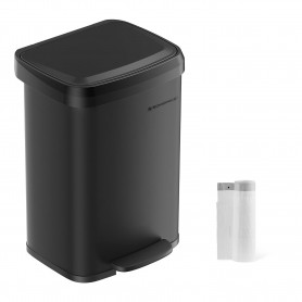 Papperskorg 50L Pedalhink Rostfritt Stål med Lock Svart