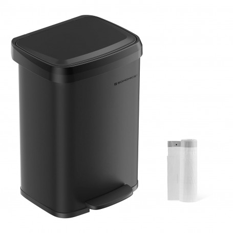 Papperskorg 50L Pedalhink Rostfritt Stål med Lock Svart
