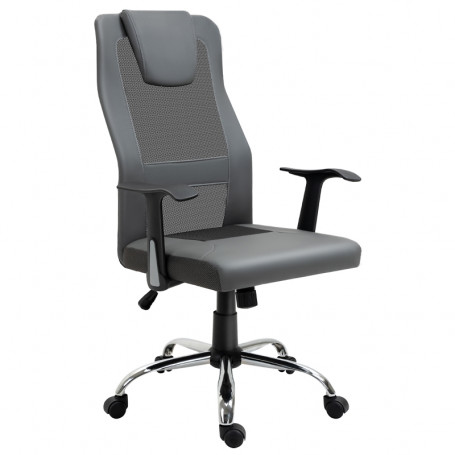 Kontorsstol Höjdjusterbar Ergonomisk Läder Grå
