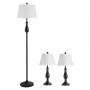 Lampor Set, Golvlampa + 2 Bordslampor Vintage Svart Guld
