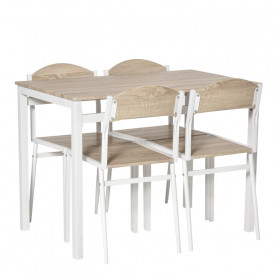 Matgrupp För 4 Personer Vit / Ek Trä 105 x 65 x 76,5 cm