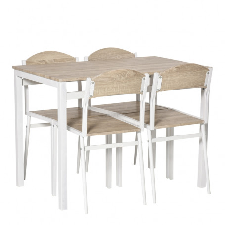 Matgrupp För 4 Personer Vit / Ek Trä 105 x 65 x 76,5 cm