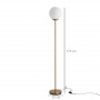 Golvlampa Glas Kula Metall Guld H. 170 cm