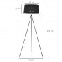 Golvlampa Tripod Metall Svart, H. 156 cm