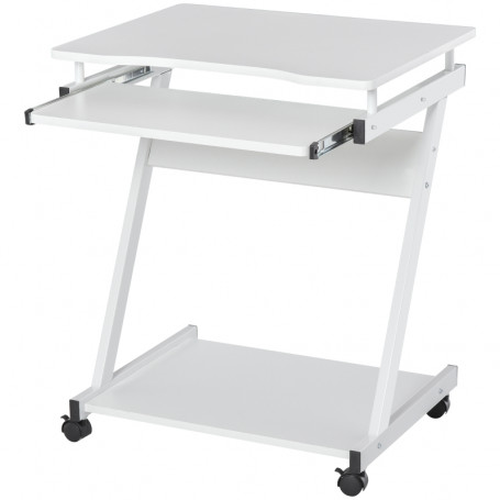 Laptop Bord Rullbar Med Tangentbordshylla Vit 60 x 48 x 73 cm