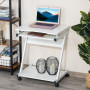 Laptop Bord Rullbar Med Tangentbordshylla Vit 60 x 48 x 73 cm