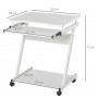 Laptop Bord Rullbar Med Tangentbordshylla Vit 60 x 48 x 73 cm