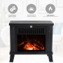 Elektrisk Kamin med Flameffekt 600/1200W Metall Svart, 34x17x31 cm