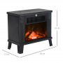 Elektrisk Kamin med Flameffekt 600/1200W Metall Svart, 34x17x31 cm