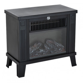 Elektrisk Kamin med Flameffekt 600/1200W Metall Svart, 34x17x31 cm