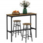 Barbord Set med 2 Barpallar Industriell Vintage-Brun Svart 105 x 40 x 90 cm