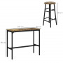 Barbord Set med 2 Barpallar Industriell Vintage-Brun Svart 105 x 40 x 90 cm